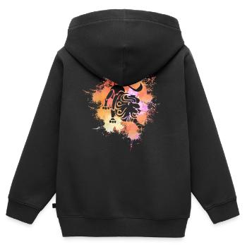 Lion Signe astrologique Horoscope Astrologie - Sweat Premium à capuche zippé enfant bio - noir - Dos - AI Model Kid Male (0cm)