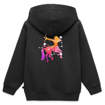 Sagittaire Signe astrologique Horoscope Astrologie - Sweat Premium à capuche zippé enfant bio - noir - Dos - AI Model Kid Male (0cm)