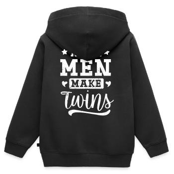 Zwillinge - Kinder Premium Organic Zip Hoodie - Schwarz - Hinten - AI Model Kid Male (0cm)