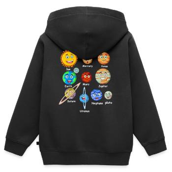 Planètes du système solaire - Sweat Premium à capuche zippé enfant bio - noir - Dos - AI Model Kid Male (0cm)