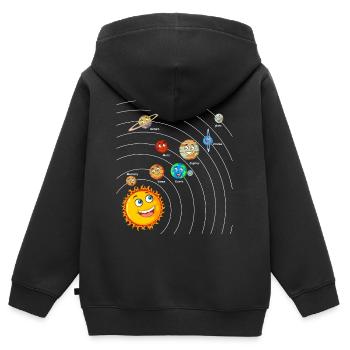 Système solaire - Sweat Premium à capuche zippé enfant bio - noir - Dos - AI Model Kid Male (0cm)