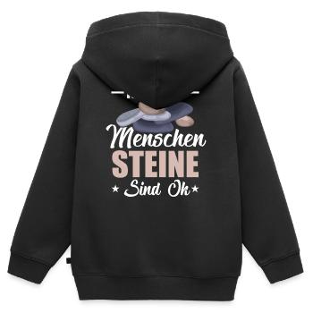 Ich Hasse Menschen Steine Sind Ok Stein - Kinder Premium Organic Zip Hoodie - Schwarz - Hinten - AI Model Kid Male (0cm)