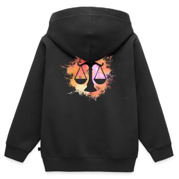 Waage Signe astrologique Horoscope Astrologie - Sweat Premium à capuche zippé enfant bio - noir - Dos - AI Model Kid Male (0cm)