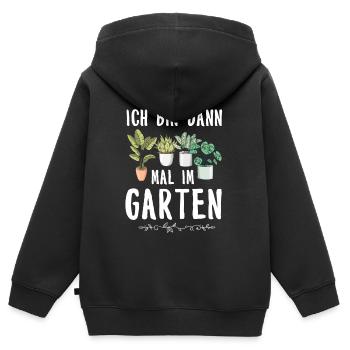 Garten - Kinder Premium Organic Zip Hoodie - Schwarz - Hinten - AI Model Kid Male (0cm)
