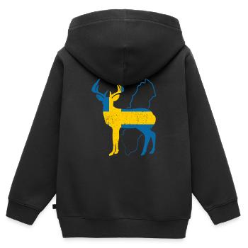 Suède - Sweat Premium à capuche zippé enfant bio - noir - Dos - AI Model Kid Male (0cm)