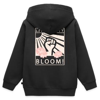 Laissez l’égalité fleurir Égalité féministe - Sweat Premium à capuche zippé enfant bio - noir - Dos - AI Model Kid Male (0cm)