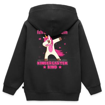 Kindergartenkind Kindergarten Start KiGa Einhorn - Kinder Premium Organic Zip Hoodie - Schwarz - Hinten - AI Model Kid Male (0cm)
