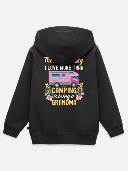 Kamperen als oma camper - Kinder Premium zip hoodie biologisch - zwart