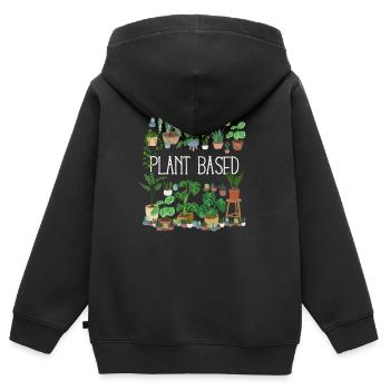 Plant Based - Sweat Premium à capuche zippé enfant bio - noir - Dos - AI Model Kid Male (0cm)