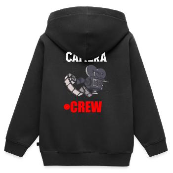 Cinéaste cinéaste Réalisateur Camera Crew - Sweat Premium à capuche zippé enfant bio - noir - Dos - AI Model Kid Male (0cm)