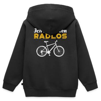 Fahrrad | Ich bin selten Radlos - Kinder Premium Organic Zip Hoodie - Schwarz - Hinten - AI Model Kid Male (0cm)