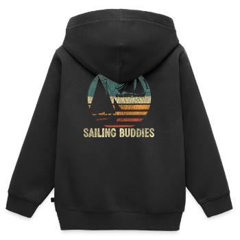 Sailing Buddies Sailboat Retro - Sweat Premium à capuche zippé enfant bio - noir - Dos - AI Model Kid Male (0cm)