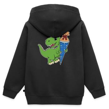 Dino Zuckertüte - Kinder Premium Organic Zip Hoodie - Schwarz - Hinten - AI Model Kid Male (0cm)