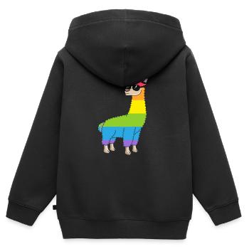 LGBT - Kinder Premium Organic Zip Hoodie - Schwarz - Hinten - AI Model Kid Male (0cm)