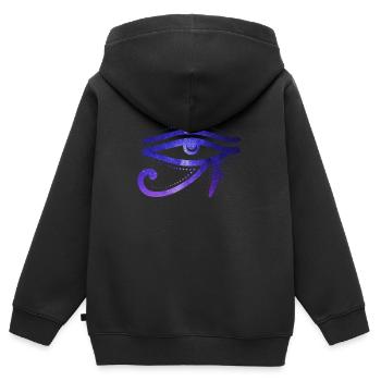 Œil cosmique Des Ra Hiéroglyphe égyptien - Sweat Premium à capuche zippé enfant bio - noir - Dos - AI Model Kid Male (0cm)