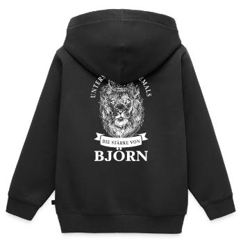 Björn Geschenk Name Löwe - Kinder Premium Organic Zip Hoodie - Schwarz - Hinten - AI Model Kid Male (0cm)