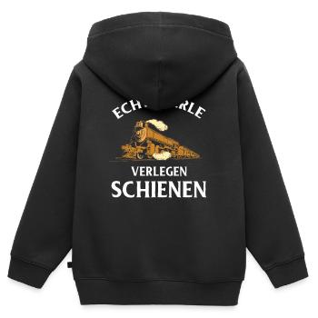 Modelleisenbahn Lokführer Bahnhof Modellbau S-Bahn - Kinder Premium Organic Zip Hoodie - Schwarz - Hinten - AI Model Kid Male (0cm)