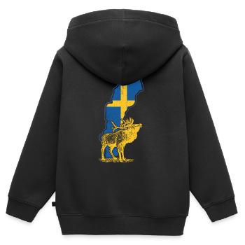 Suède - Sweat Premium à capuche zippé enfant bio - noir - Dos - AI Model Kid Male (0cm)
