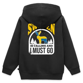 Suède - Sweat Premium à capuche zippé enfant bio - noir - Dos - AI Model Kid Male (0cm)
