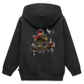 Magier - Fantasy Zauberer Lehrling - Geschenkidee - Kinder Premium Organic Zip Hoodie - Schwarz - Hinten - AI Model Kid Male (0cm)