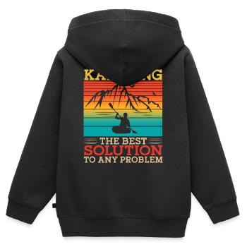 Kayaking The Best Solution Retro - Kids Premium Organic Zip-up Hoodie - black - Back - AI Model Kid Male (0cm)
