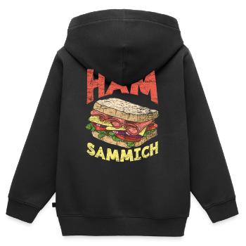 Jambon Pain Sandwich drôle - Sweat Premium à capuche zippé enfant bio - noir - Dos - AI Model Kid Male (0cm)