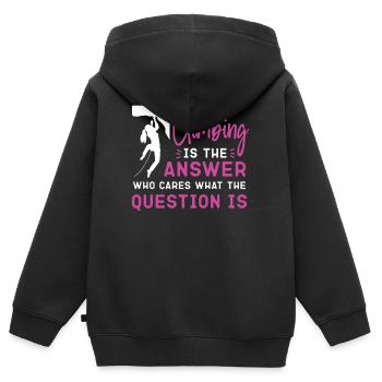 Rock Climbing Climber Girl - Sweat Premium à capuche zippé enfant bio - noir - Dos - AI Model Kid Male (0cm)