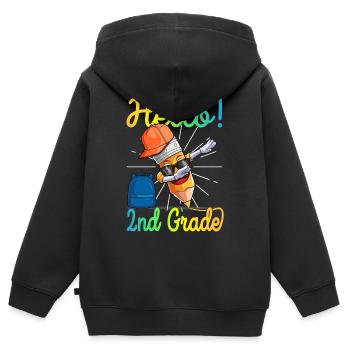 2ème année primaire primaire crayon - Sweat Premium à capuche zippé enfant bio - noir - Dos - AI Model Kid Male (0cm)