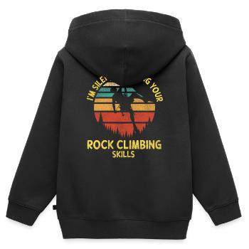 Rock Climbing Climber Retro - Sweat Premium à capuche zippé enfant bio - noir - Dos - AI Model Kid Male (0cm)