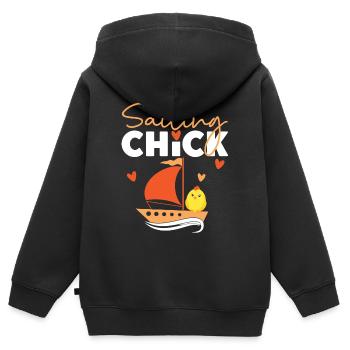 Sailing Chick Girl Sailboat - Sweat Premium à capuche zippé enfant bio - noir - Dos - AI Model Kid Male (0cm)