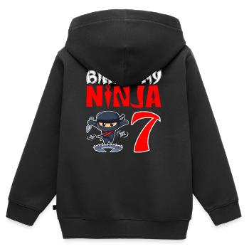 Birthday Ninja Für kleine Ninjas zum 7. Geburtstag - Kinder Premium Organic Zip Hoodie - Schwarz - Hinten - AI Model Kid Male (0cm)