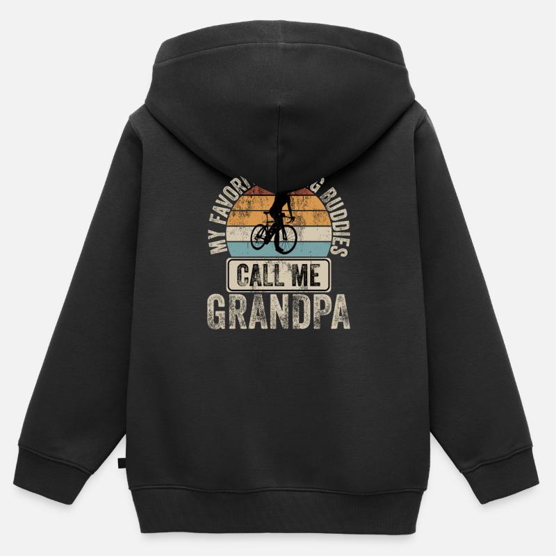 Cyclisme Fixie Vintage Cycliste OPa - Sweat Premium à capuche zippé enfant bio - noir
