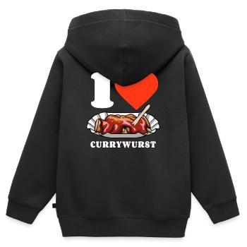 I Love Currywurst - Fast Food Fan - Wurst Kult - Kinder Premium Organic Zip Hoodie - Schwarz - Hinten - AI Model Kid Male (0cm)