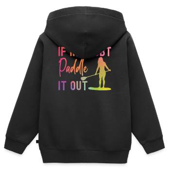 SUP Paddleboard Girl Watercolor - Kinder Premium Organic Zip Hoodie - Schwarz - Hinten - AI Model Kid Male (0cm)