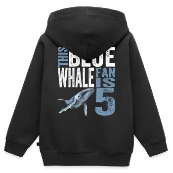 5 Birthday Boy Shirt Blue Whale Fan - Kids Premium Organic Zip-up Hoodie - black - Back - AI Model Kid Male (0cm)