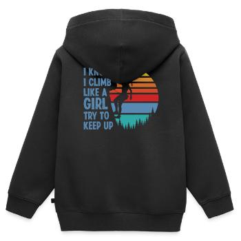 Rock Climbing Climbing Rétro Climb - Sweat Premium à capuche zippé enfant bio - noir - Dos - AI Model Kid Male (0cm)