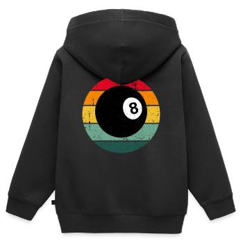 Boule de billard vintage retro billard - Sweat Premium à capuche zippé enfant bio - noir - Dos - AI Model Kid Male (0cm)