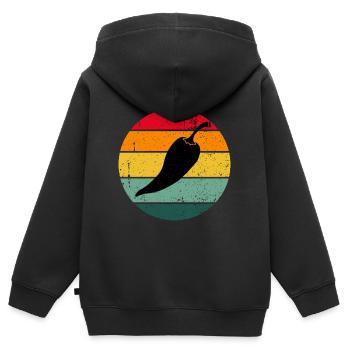 Vintage Retro Chilli Piment cadeau Piment - Sweat Premium à capuche zippé enfant bio - noir - Dos - AI Model Kid Male (0cm)