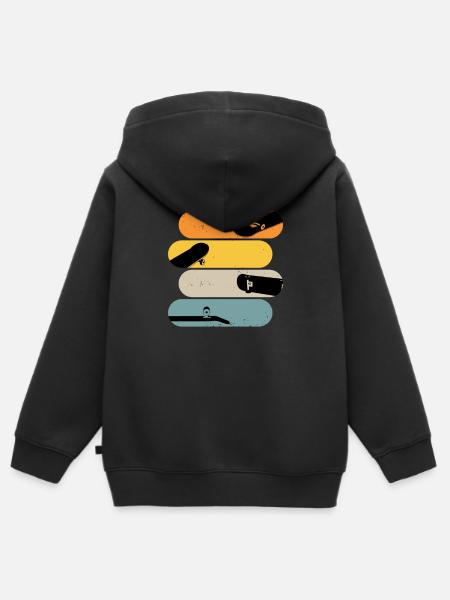 Skateboards Retro Skateboard - Kinder Premium Organic Zip Hoodie - Schwarz
