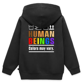 Menschliche Wesen Farben können variieren LGBTQ Homosexuelle Geschenk - Kinder Premium Organic Zip Hoodie - Schwarz - Hinten - AI Model Kid Male (0cm)