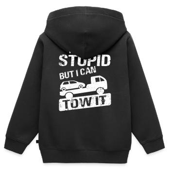 Camion-remorqueur camion - Dépanneur - Sweat Premium à capuche zippé enfant bio - noir - Dos - AI Model Kid Male (0cm)