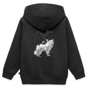 Wolf's Kunst mit Halbmond - Kinder Premium Organic Zip Hoodie - Schwarz - Hinten - AI Model Kid Male (0cm)