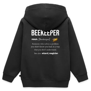 Imker - Kinder Premium Organic Zip Hoodie - Schwarz - Hinten - AI Model Kid Male (0cm)