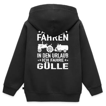 Andere Fahren in den Urlaub Ich fahre Gülle - Kinder Premium Organic Zip Hoodie - Schwarz - Hinten - AI Model Kid Male (0cm)