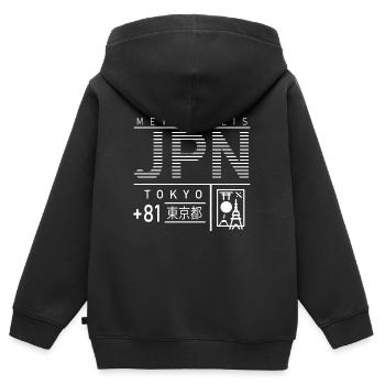 Japon Streetwear cadeau minimalisme japonais - Sweat Premium à capuche zippé enfant bio - noir - Dos - AI Model Kid Male (0cm)