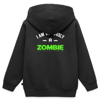 Halloween Halloween Halloween Halloween Halloween - Sweat Premium à capuche zippé enfant bio - noir - Dos - AI Model Kid Male (0cm)