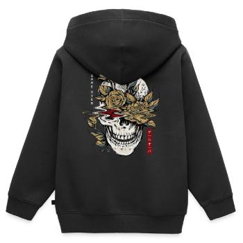Edgy Schädel and Flowers Game Over Goth Vaporwave - Kinder Premium Organic Zip Hoodie - Schwarz - Hinten - AI Model Kid Male (0cm)