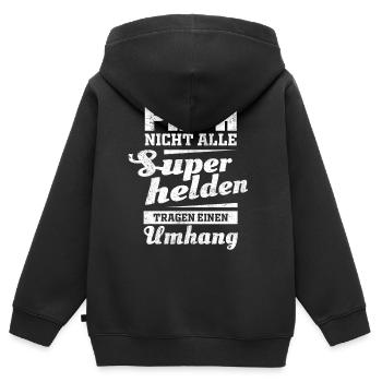 Papa nicht alle Superhelden tragen einen Umhang - Kinder Premium Organic Zip Hoodie - Schwarz - Hinten - AI Model Kid Male (0cm)