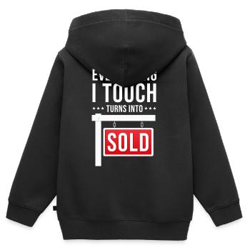 Agent immobilier immobilier agent immobilier maisons - Sweat Premium à capuche zippé enfant bio - noir - Dos - AI Model Kid Male (0cm)