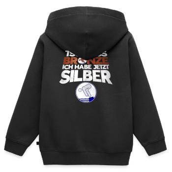 Schwimmer Schwimmprüfung Silber Geschenk - Kinder Premium Organic Zip Hoodie - Schwarz - Hinten - AI Model Kid Male (0cm)